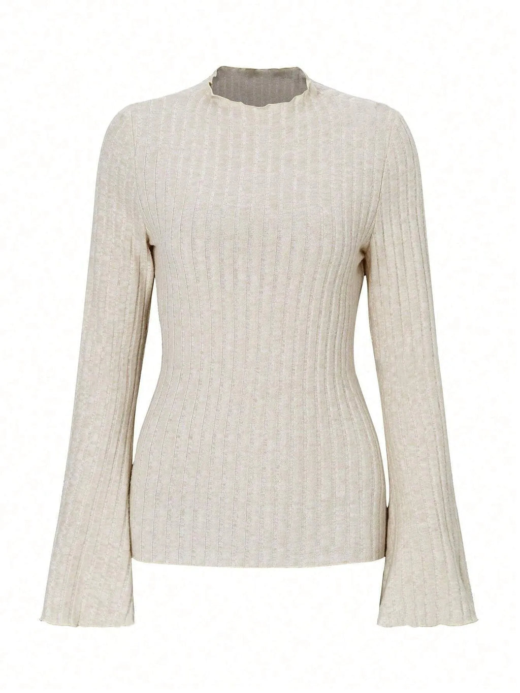 Long sleeve round neck polyester top with sunk stripe texture in black colour