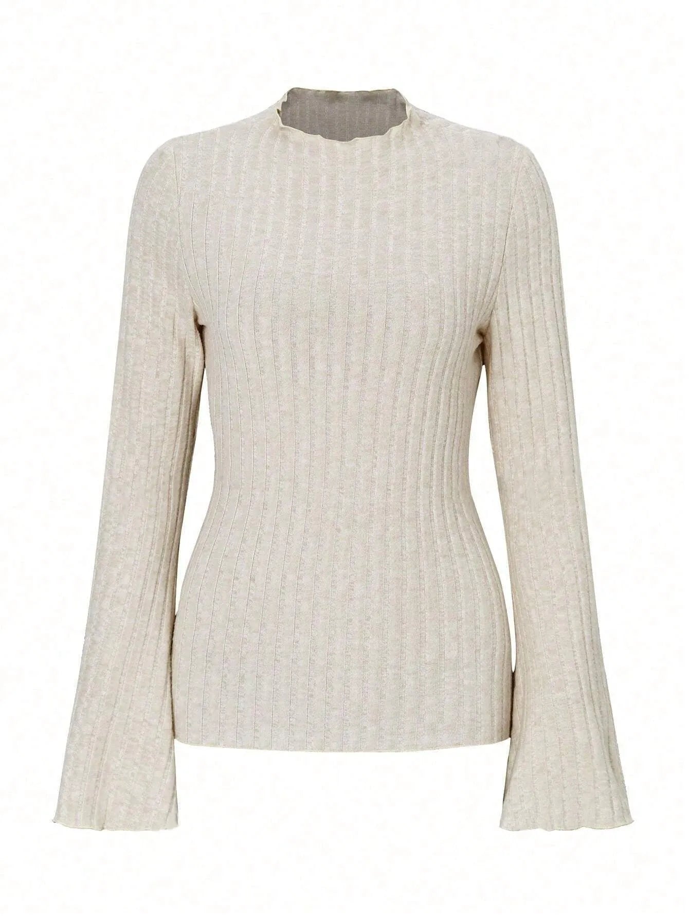 Long sleeve round neck polyester top with sunk stripe texture in black colour