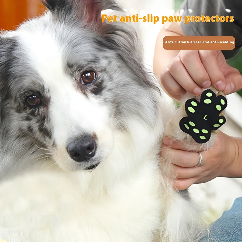 Pack of 8 breathable silicone cloth dog claw protection footstickers in S or M size