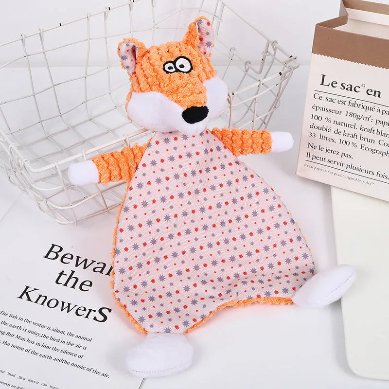 Brown velvet pet stuffed toy with squeaker for dogs and cats.