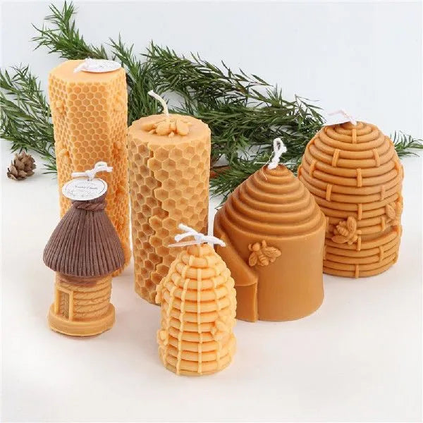 3D honeycomb silicone candle mold in white, irregular shape for DIY scented candles