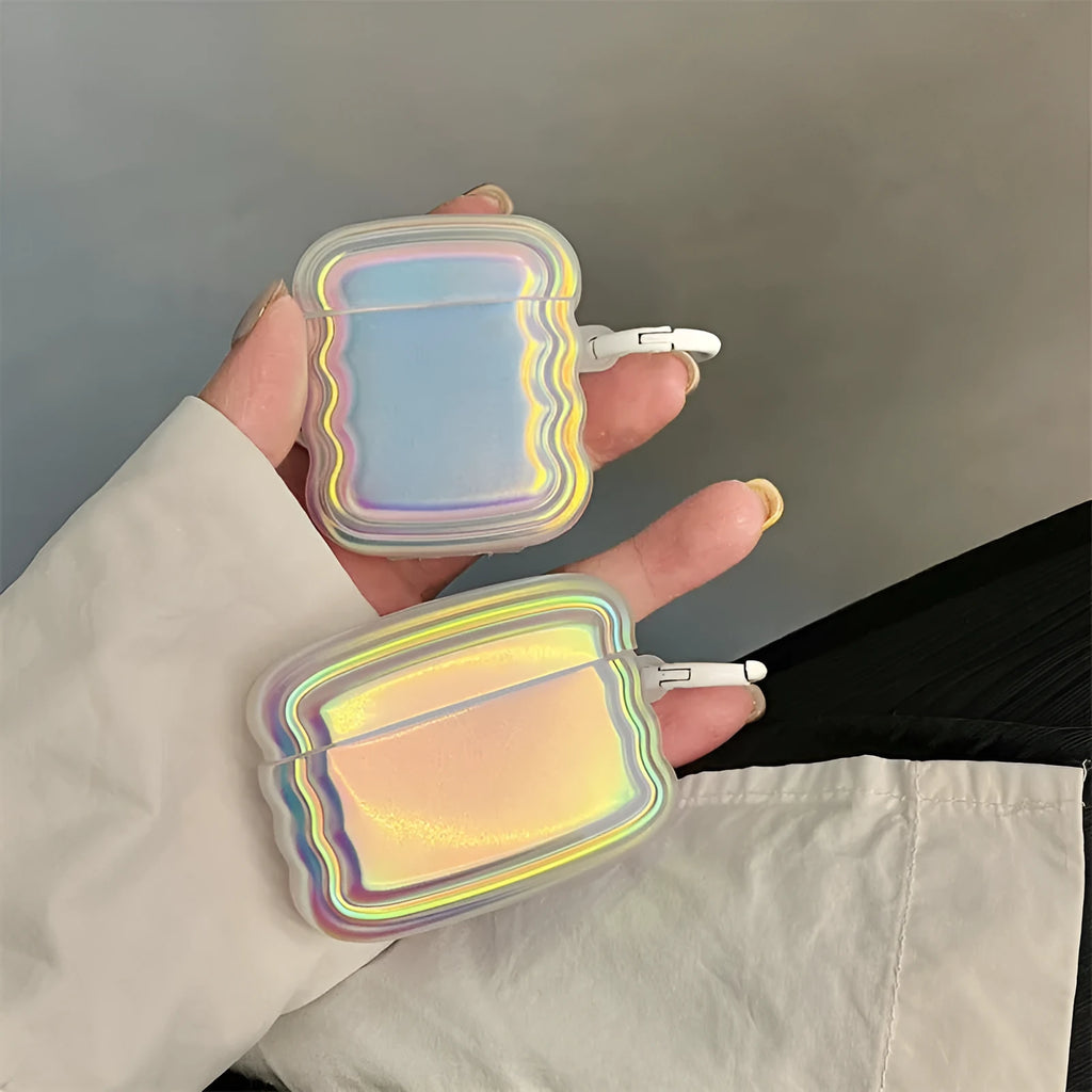 Silicone case with holographic laser colour for AirPods and AirPods Pro charging case