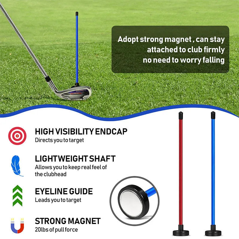 Aluminium alloy magnetic direction golf swing trainer in red or blue colour for baseball bar alignment practice