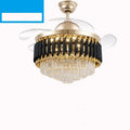 LED frequency conversion fan light crystal chandelier with remote control in living room setting