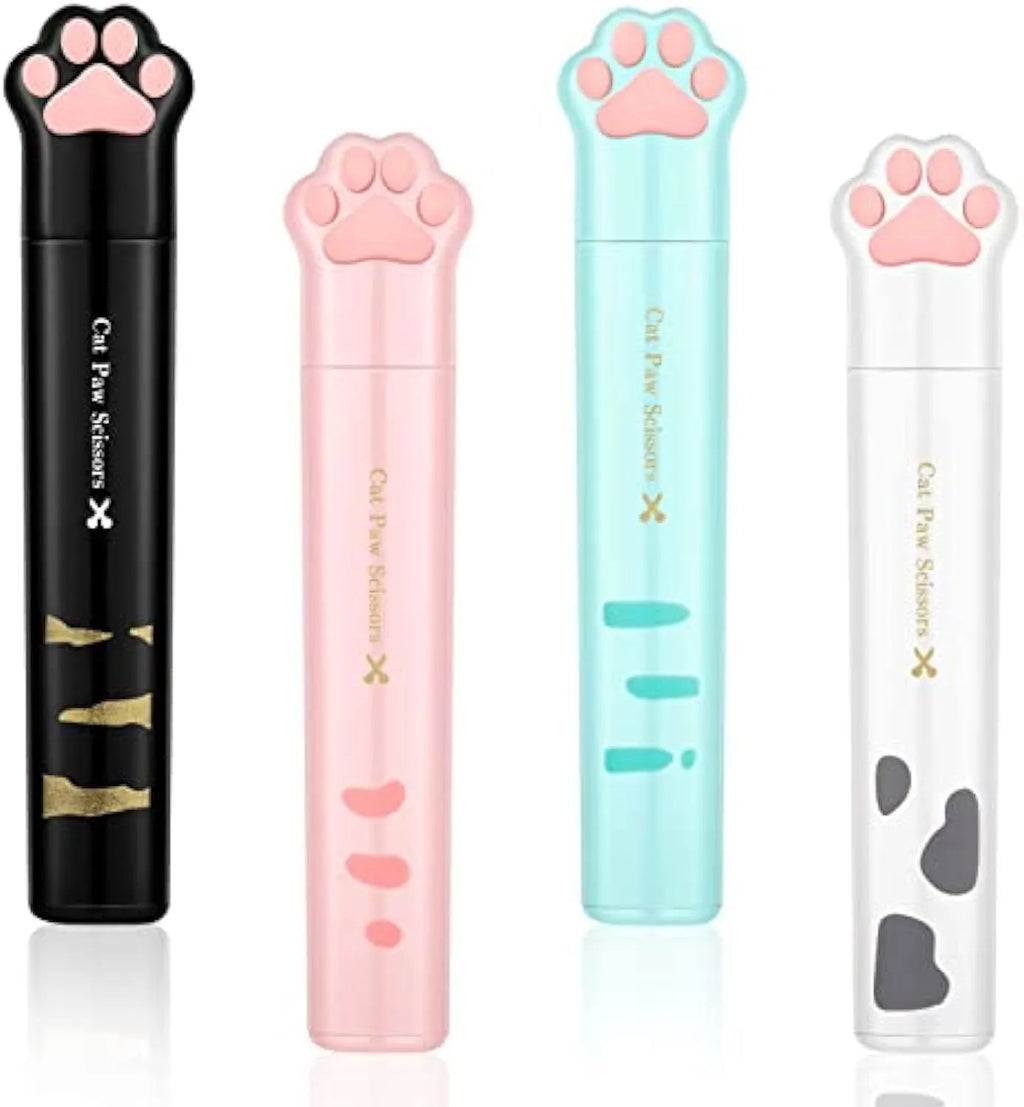 Cat paw folding safety scissors with stainless steel blades in four colour options