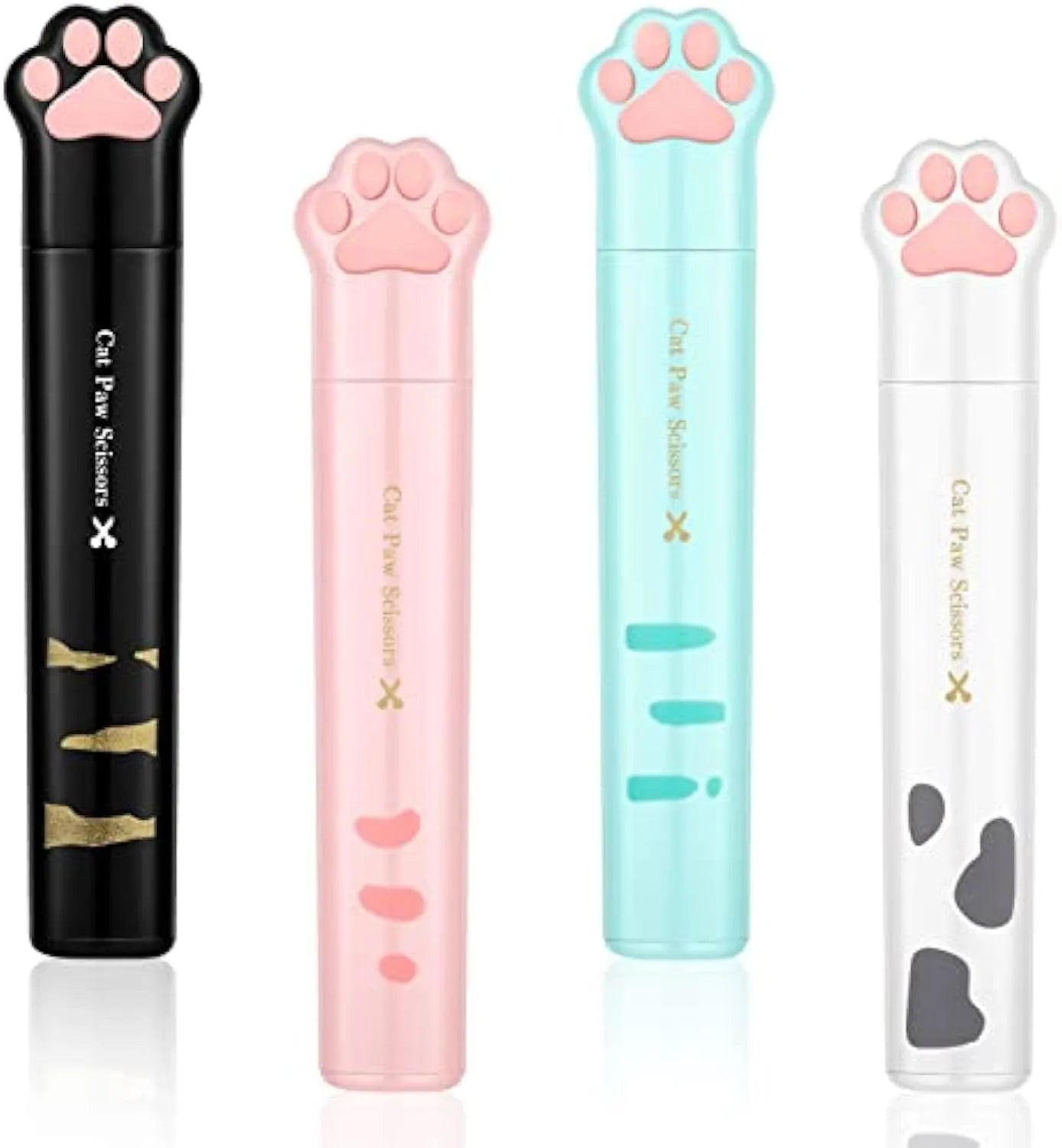 Cat paw folding safety scissors with stainless steel blades in four colour options