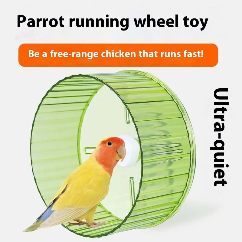 Plastic bird wheel treadmill running toy for parrots in transparent colour