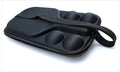 Black EVA pickleball storage bag with shoulder straps, holding one paddle and four balls.