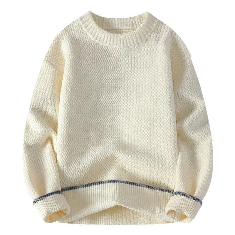 Men's loose fit pullover sweater in polyester blend available in four colours