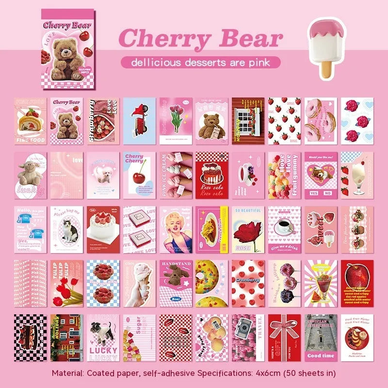American retro cartoon sticker book showing six colour variants with 4x6cm adhesive sheets
