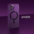 iPhone protective case with aluminium alloy frame in dark purple colour with magnetic snap.