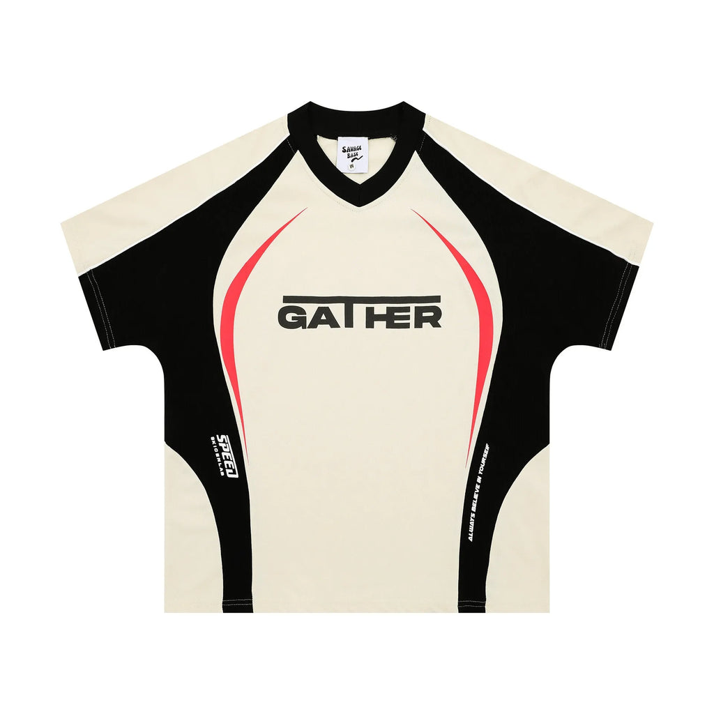 Men's loose fit t-shirt with colour matching letters print in black and apricot colours