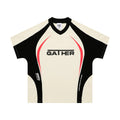 Men's loose fit t-shirt with colour matching letters print in black and apricot colours