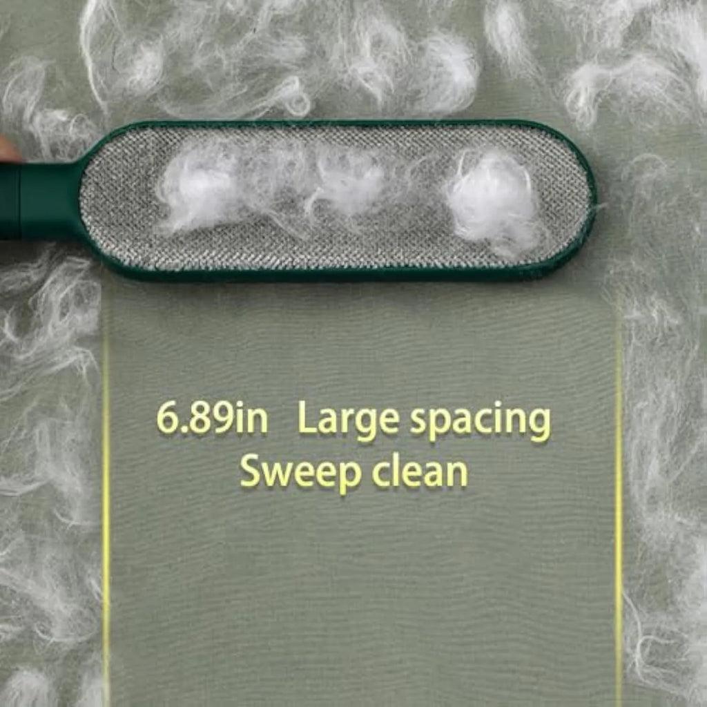 Pet hair removal brush with double-sided plush design and storage box base for cleaning clothes and furniture