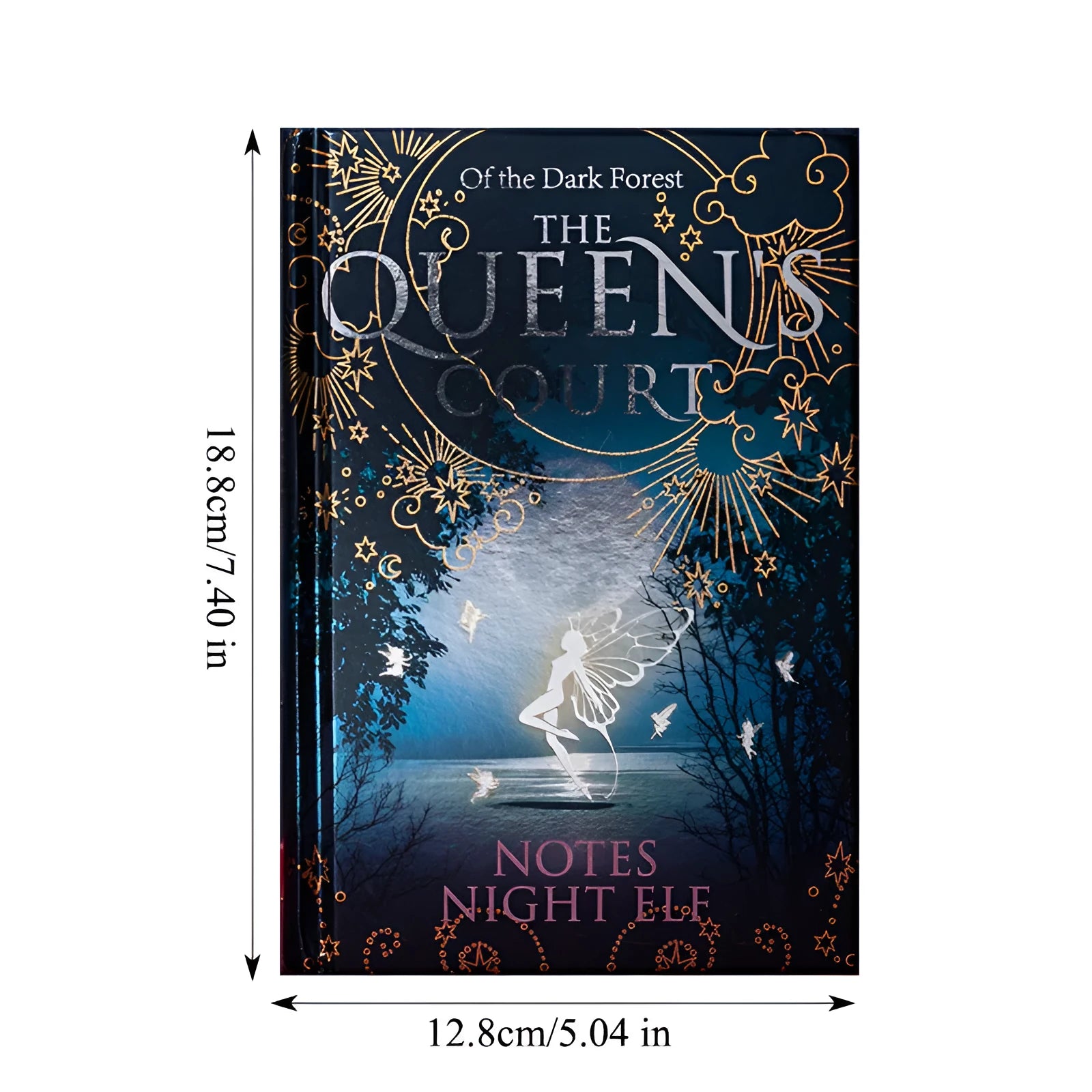 Blue and purple A5 luminous hardcover notebooks with Night Elves design, open to show full-colour illustrated pages.