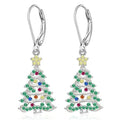 Christmas tree earrings for women with white gold colour finish and star design
