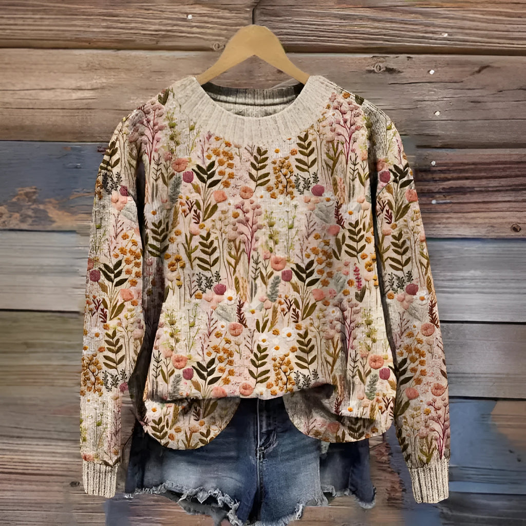 Little Flower digital printed round neck sweater in a colour from the YPM935 range.