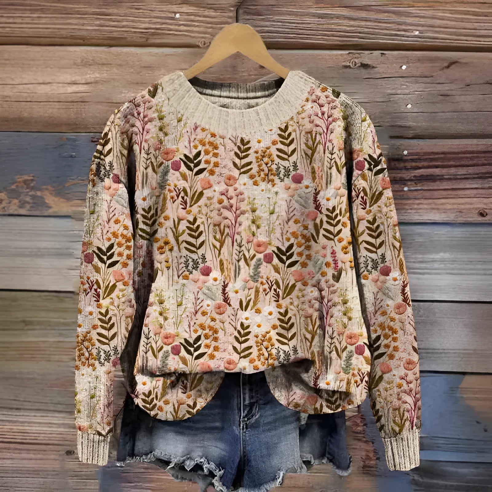 Little Flower digital printed round neck sweater in a colour from the YPM935 range.