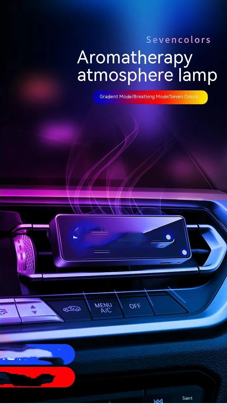 Black automobile air vent aromatherapy LED light with fragrance sticks