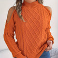 Women's twisted pattern acrylic sweater with lantern sleeves and strapless half-high collar in grey colour