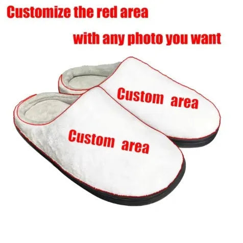 Pair of pattern printed flannel cotton slippers with a TPR sole.