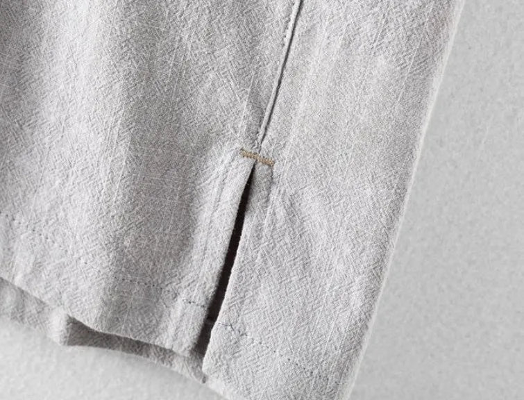 Men's loose fit linen blend casual shirt in a solid colour