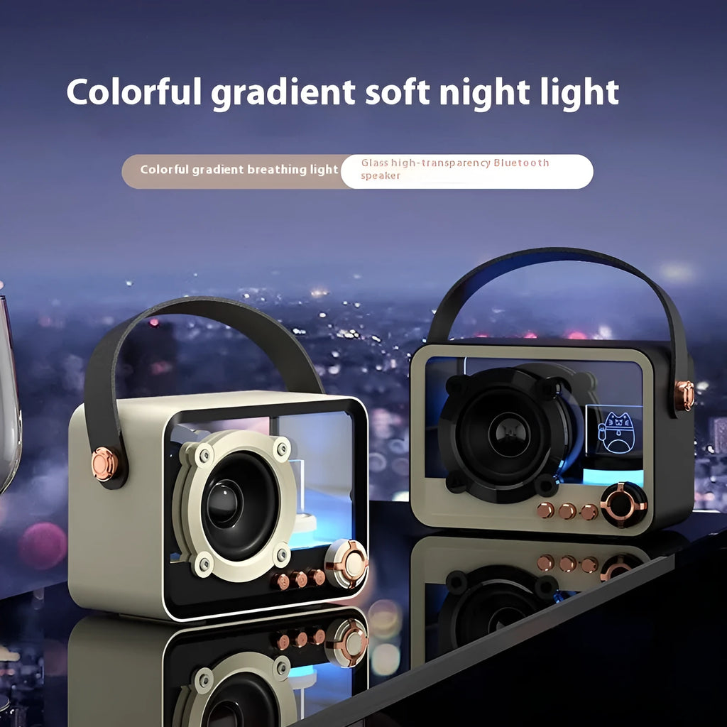 Mini glass Bluetooth speaker in Lucky Cat design, black or white, with Type-C charging cable