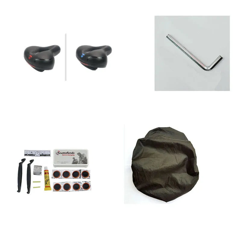 Thickened silicone bicycle saddle cushion with waterproof cover and maintenance tools