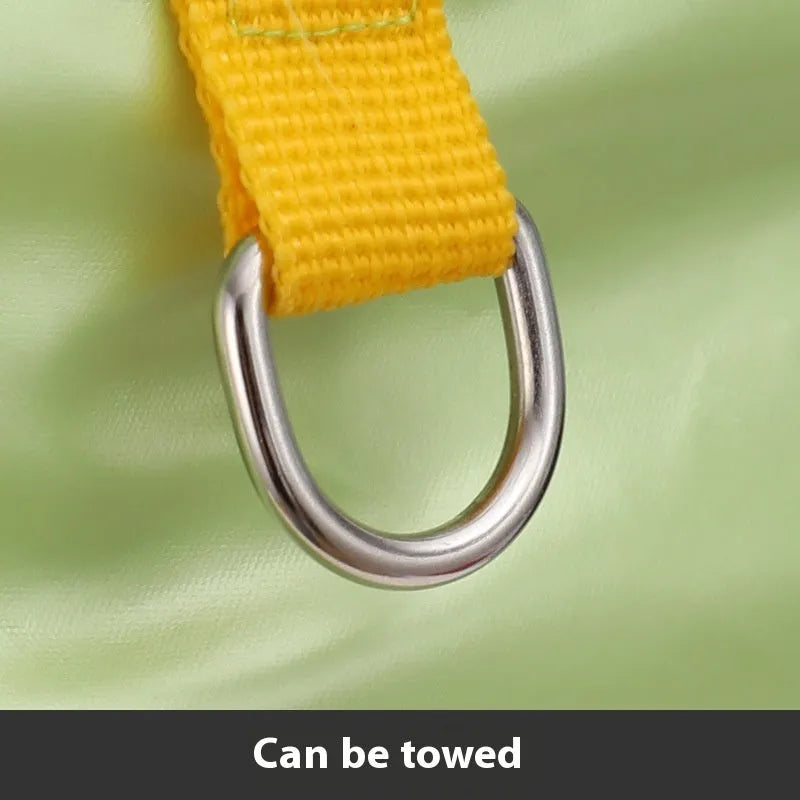 Green waterproof dog coat with cotton padding shown on a dog