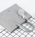 Men's and women's portable crossbody laptop bag in genuine leather, light gray, with nylon lining, fits 13-15 inch laptops