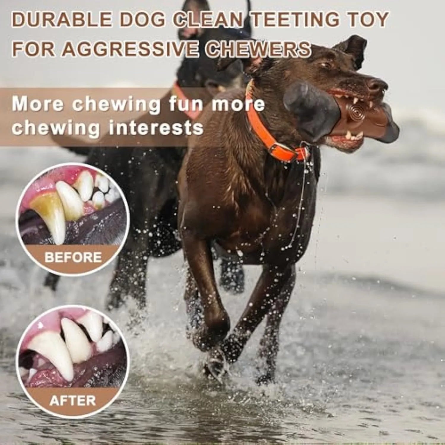 Large, brown branch-shaped nylon dog chew toy for aggressive chewing large breeds.