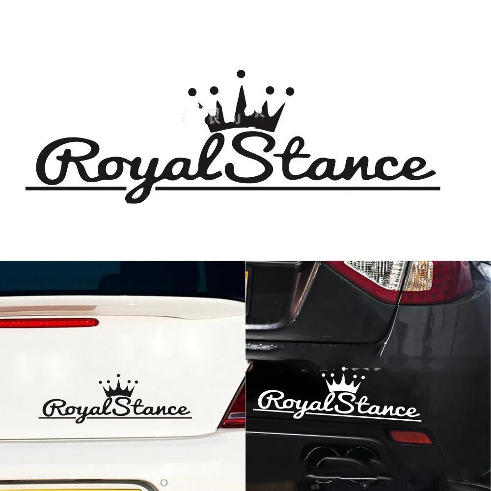 Reflective colourful crown car sticker on vehicle window, 30 by 12 cm.