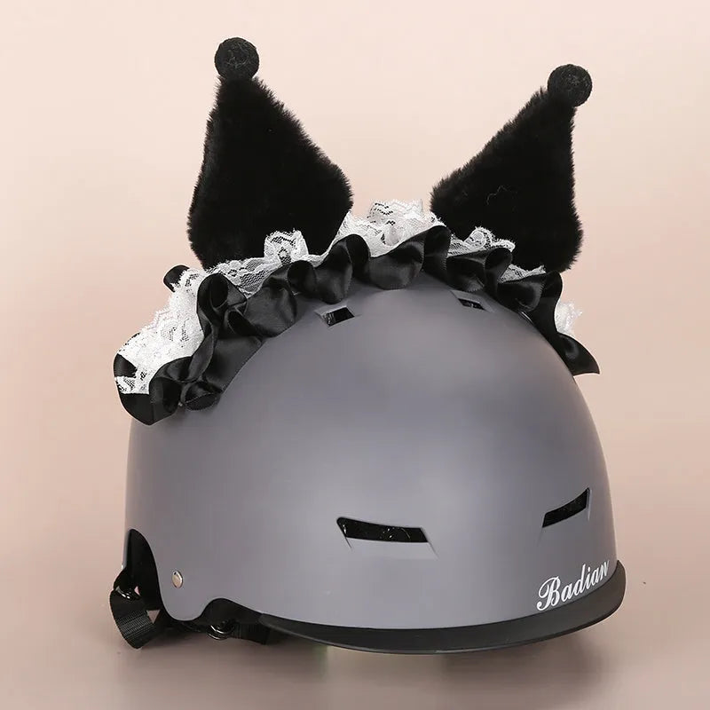 Plush fabric cartoon character helmet cover and matching hat cover set for costumes.