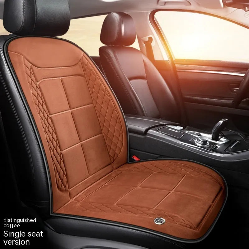 Auto heating car cushion with cotton filling in beige, black, or coffee colours for single or double car seats