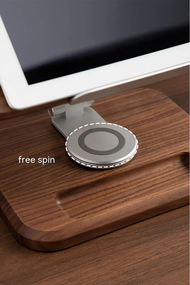 Black walnut wood adjustable rotating reading rack holding book and iPad tablet