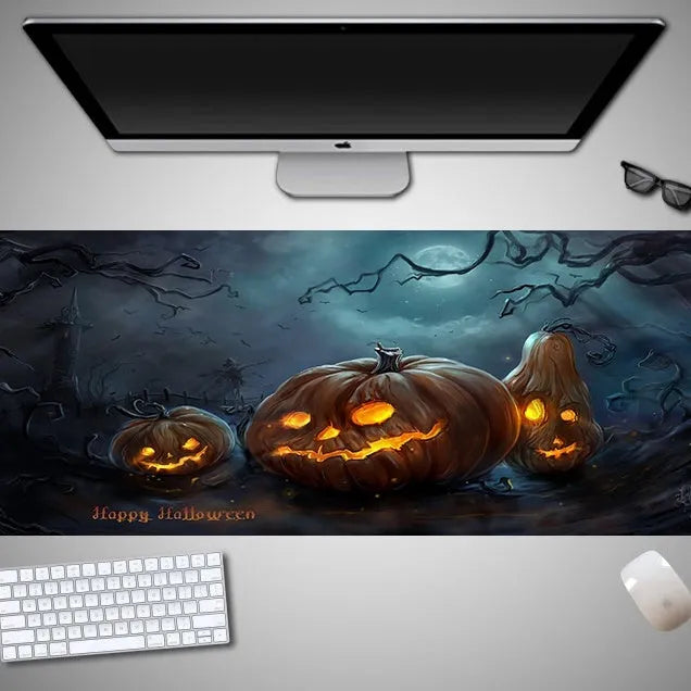 Halloween mouse pad with non-slip rubber cloth material in oversized dimensions for gaming