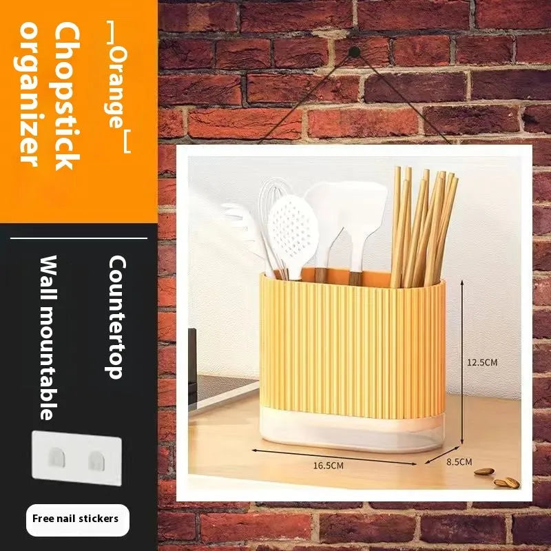Cross-border drain chopsticks tube wall hanging holder in beige, dark green or orange