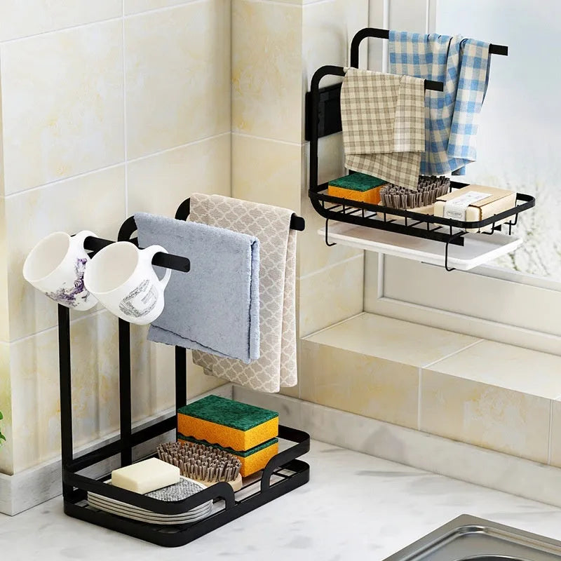 Foldable plastic kitchen storage rack with new Chinese style design for dishcloth organisation