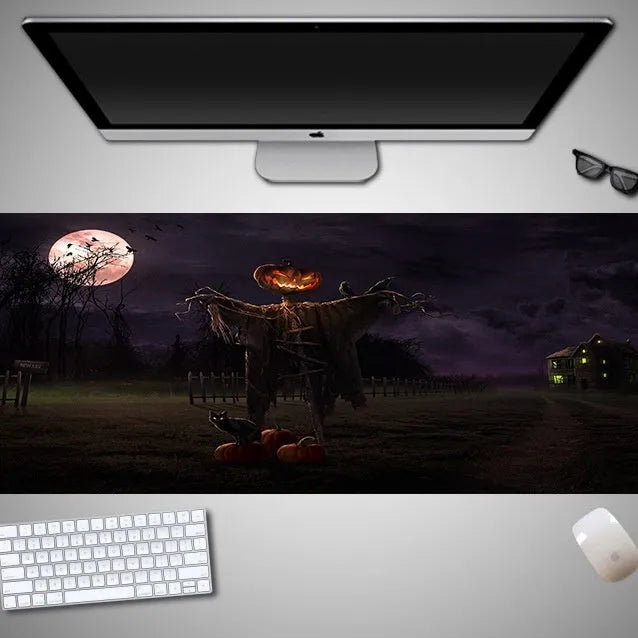 Halloween mouse pad with non-slip rubber cloth material in oversized dimensions for gaming