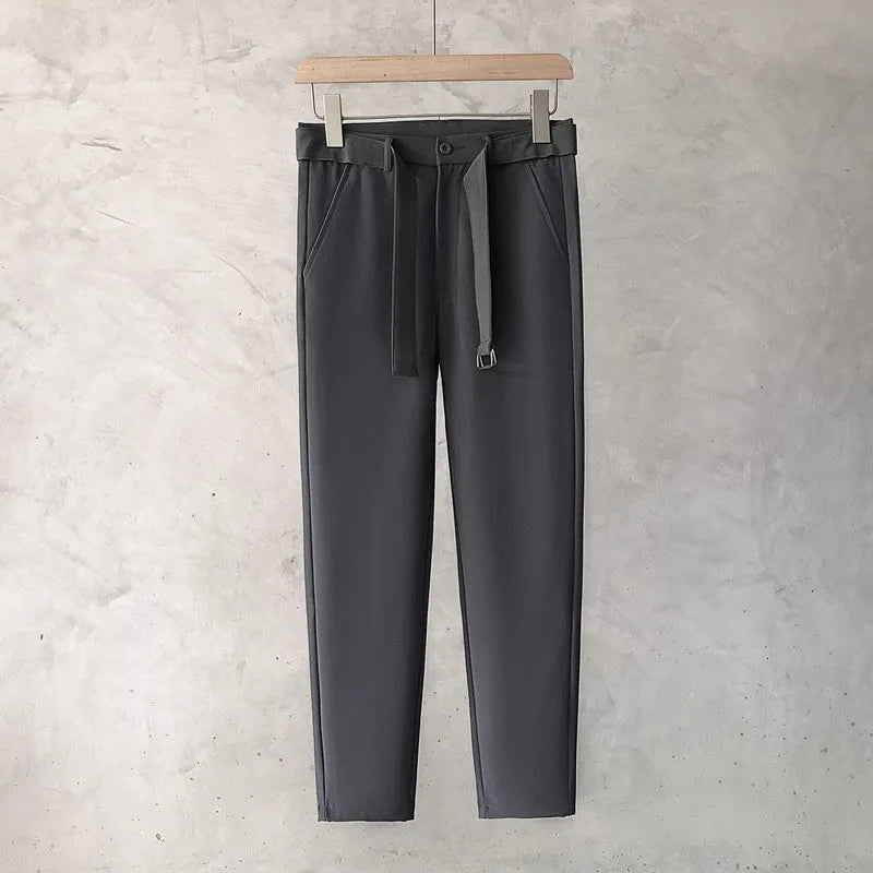 Boys tapered slim straight wool trousers in business casual style with straight leg opening