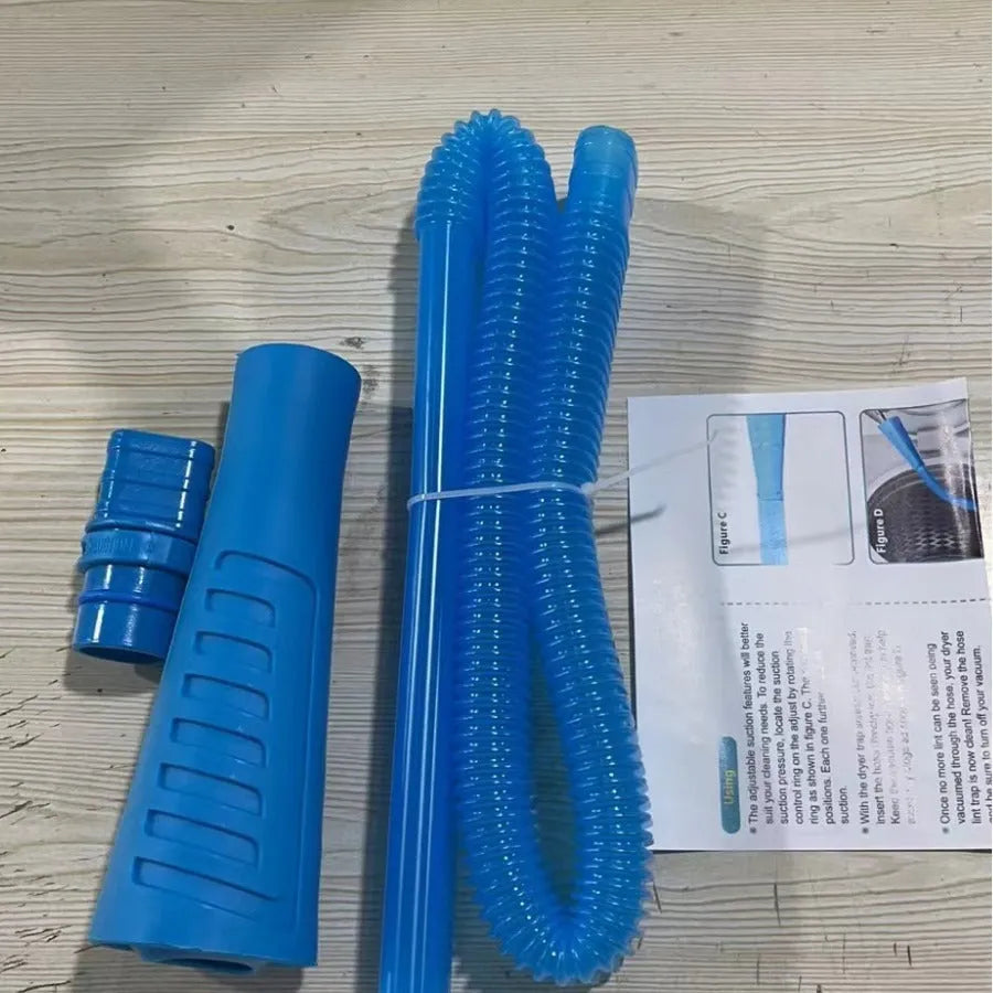Blue plastic suction pipe vacuum cleaner head attachment with round design measuring 114cm length