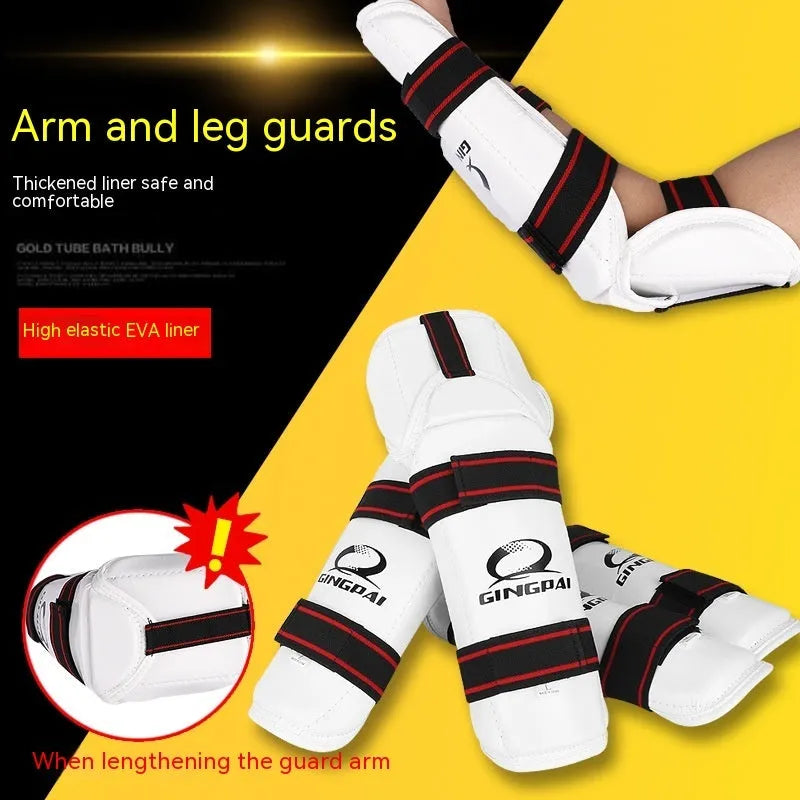 Taekwondo protective gear set with arm guards and leg protectors in PU EVA foam
