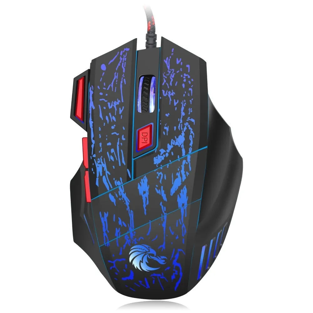 Water crack luminous gaming mouse with colourful design and ergonomic shape for desktop computers