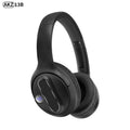 Retro wireless Bluetooth headset with digital power display in black plastic, head-mounted design