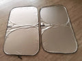Aluminium foil car sunshade in titanium silver colour showing rectangular shape and solid pattern