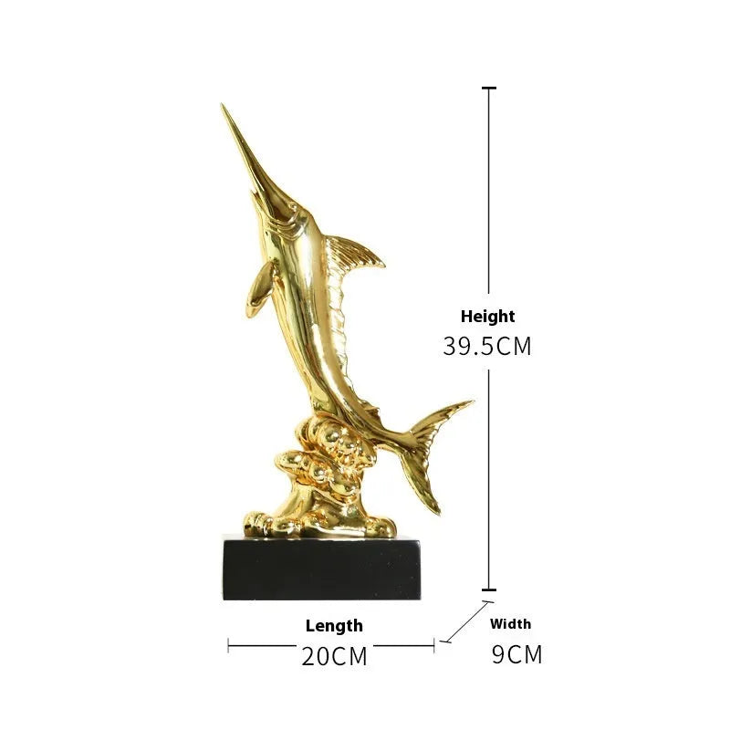 European style decorative swordfish ornament in resin and plastic available in multiple colours.
