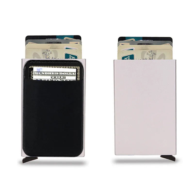 Frosted aluminium credit card holder in choice of eight colours measuring 9.5 × 6 × 1.0 cm