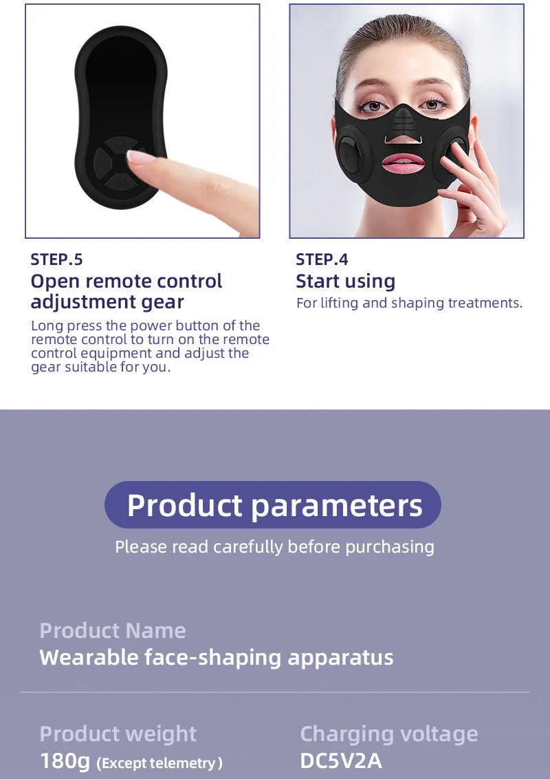 Black photon rejuvenation beauty mask device with four intensity gears and a USB port.