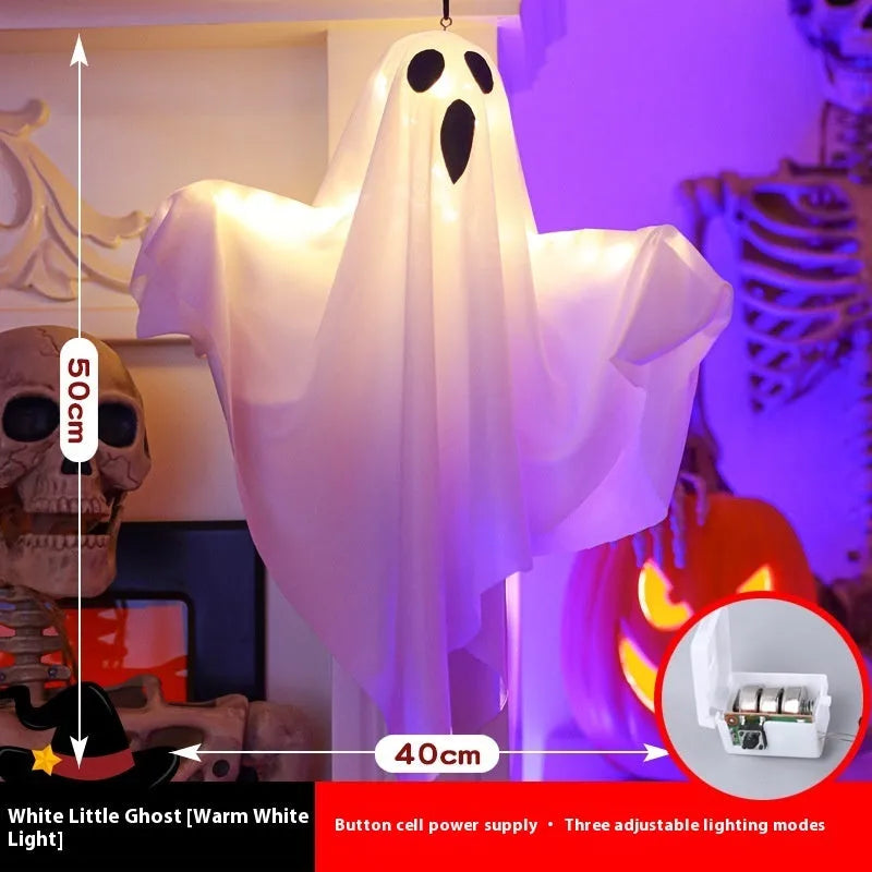 Halloween ghost light with screaming face design in white and orange colours for indoor party decoration