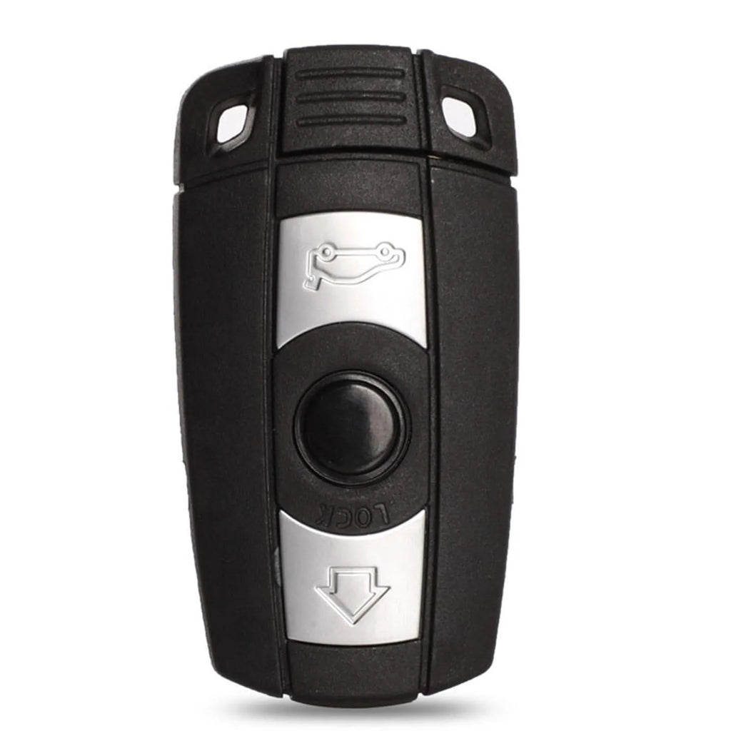BMW semi-intelligent remote car key fob replacement unit containing three keys.